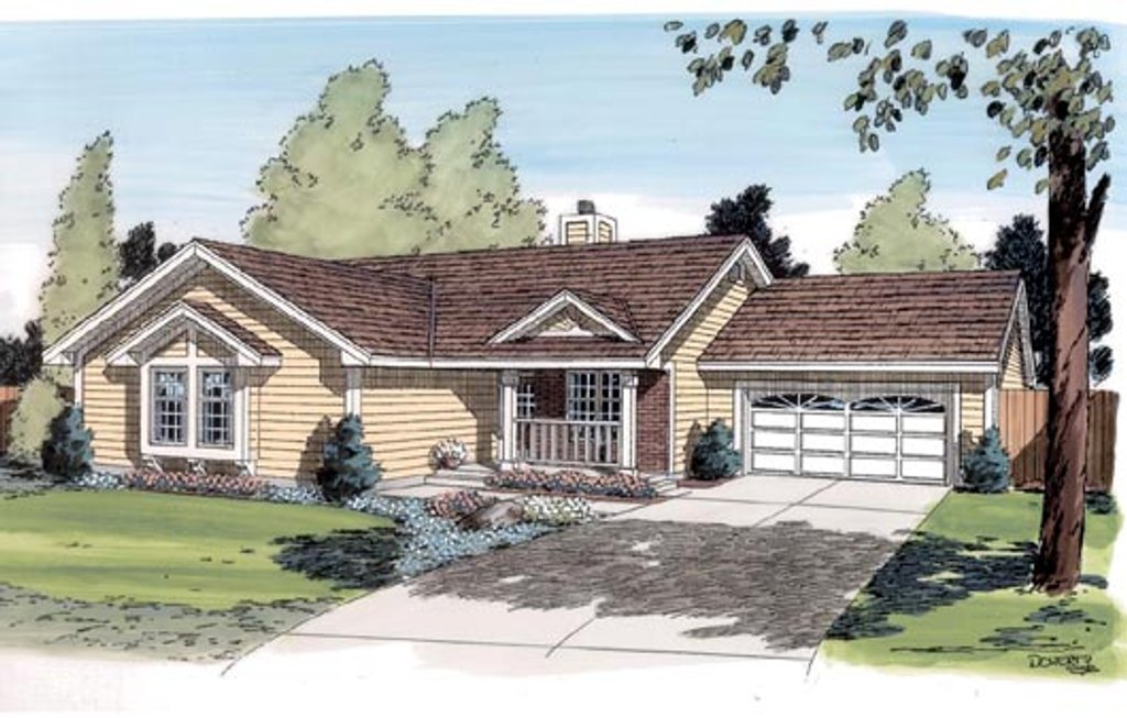 Exterior - Front Elevation 2 for Traditional House Plan #312-310 - 3 bed, 2 bath
