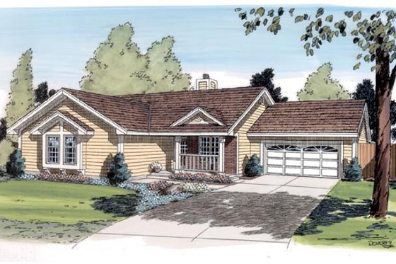 Exterior - Front Elevation for Traditional House Plan #312-310 - 3 bed, 2 bath