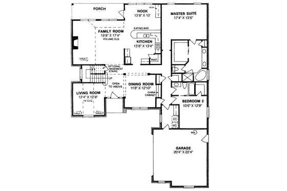Floor Plan - Main Floor for Traditional House Plan #20-229 - 4 bed, 3 bath