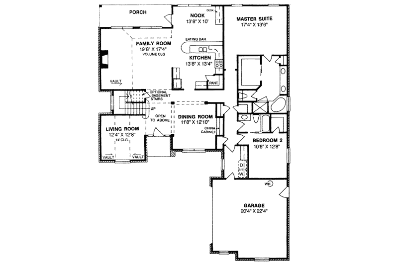Home Plan - Floor Plan - Main Floor for Traditional House Plan #20-229 - 4 bed, 3 bath