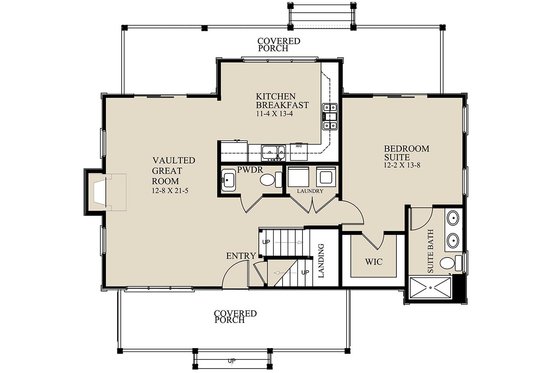 Floor Plan - Main Floor for Cottage House Plan #921-2 - 3 bed, 2.5 bath