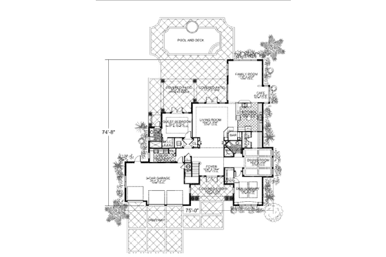 Floor Plan - Main Floor for Mediterranean House Plan #420-243 - 5 bed, 5 bath