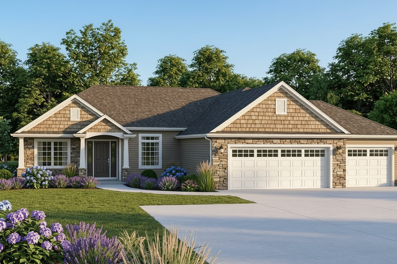 Home Plan - Exterior - Front Elevation 2 for Ranch House Plan #1064-41 - 3 bed, 2 bath