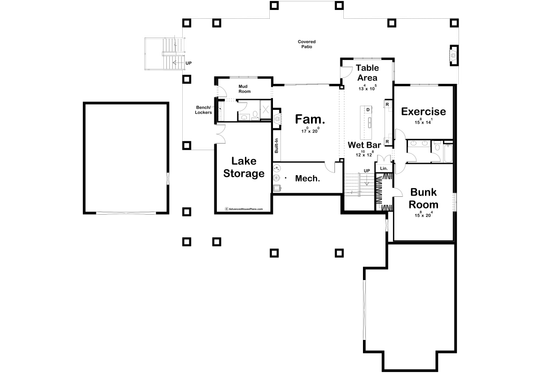 Floor Plan - Lower Floor for Beach House Plan #455-294 - 3 bed, 2.5 bath