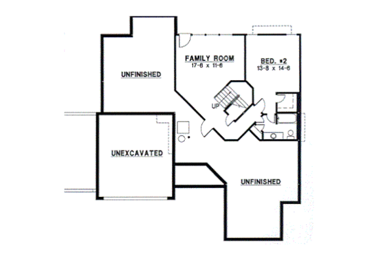 Floor Plan - Lower Floor for European House Plan #67-272 - 3 bed, 3 bath