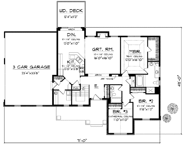 Architectural House Design - Traditional Floor Plan - Main Floor Plan #70-611