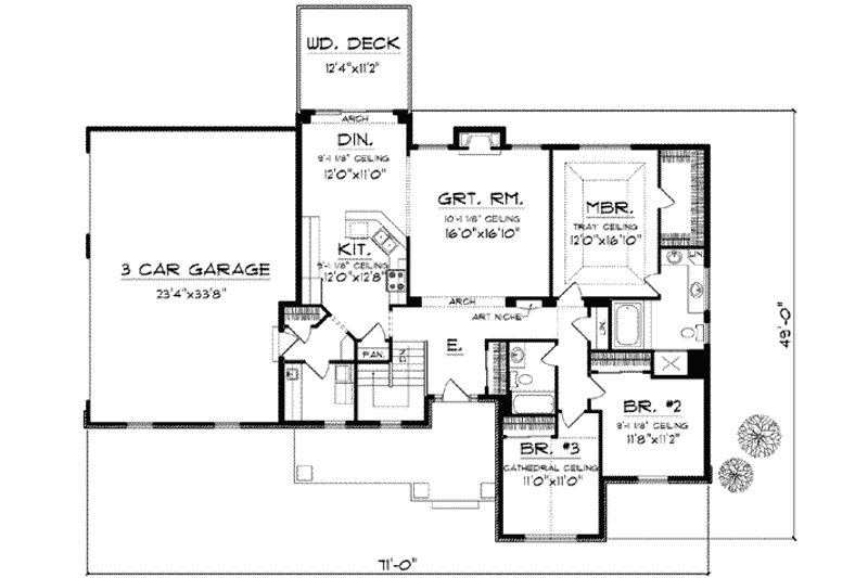 Home Plan - Floor Plan - Main Floor for Traditional House Plan #70-611 - 3 bed, 2 bath