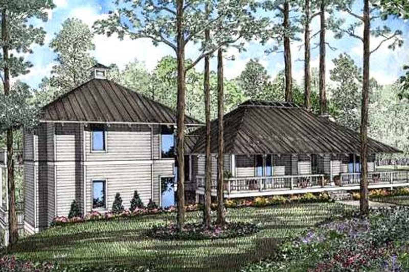 Dream House Plan - Exterior - Front Elevation 3 for Southern House Plan #17-559 - 2 bed, 2.5 bath