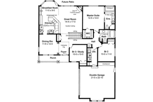 Floor Plan - Main Floor for Country House Plan #126-128 - 3 bed, 2 bath