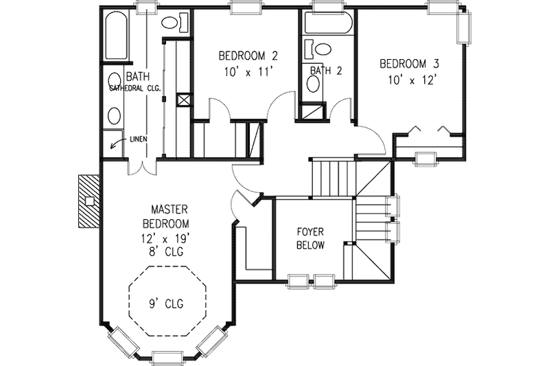 Home Plan - Floor Plan - Upper Floor for Victorian House Plan #410-288 - 3 bed, 2.5 bath