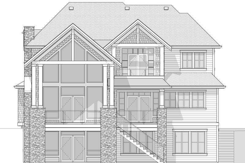 Home Plan - Exterior - Rear Elevation 1 for Craftsman House Plan #1114-83 - 4 bed, 2.5 bath