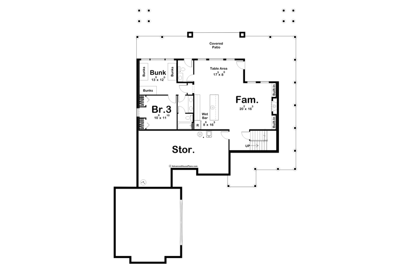 Architectural House Design - Floor Plan - Lower Floor for Farmhouse House Plan #455-258 - 2 bed, 2 bath