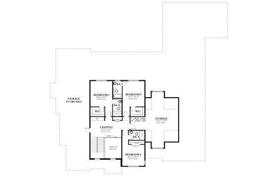Floor Plan - Upper Floor for Traditional House Plan #1058-228 - 4 bed, 4.5 bath