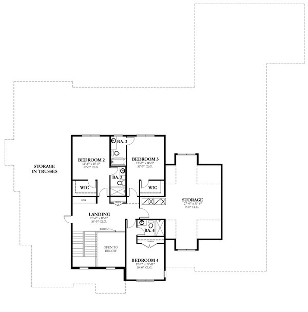 Traditional Floor Plan - Upper Floor Plan #1058-228