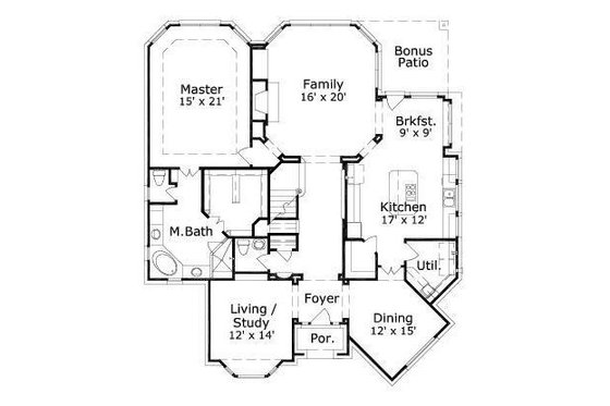Floor Plan - Main Floor for Traditional House Plan #411-436 - 4 bed, 3.5 bath