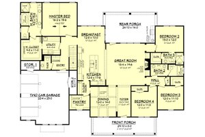 Floor Plan - Main Floor for Barndominium House Plan #430-165 - 4 bed, 3.5 bath