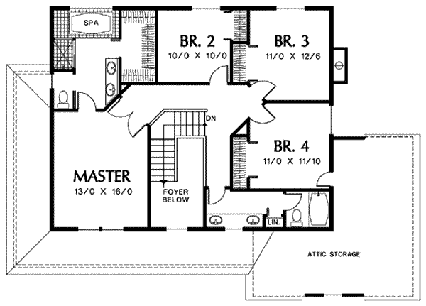 Farmhouse Floor Plan - Upper Floor Plan #48-205
