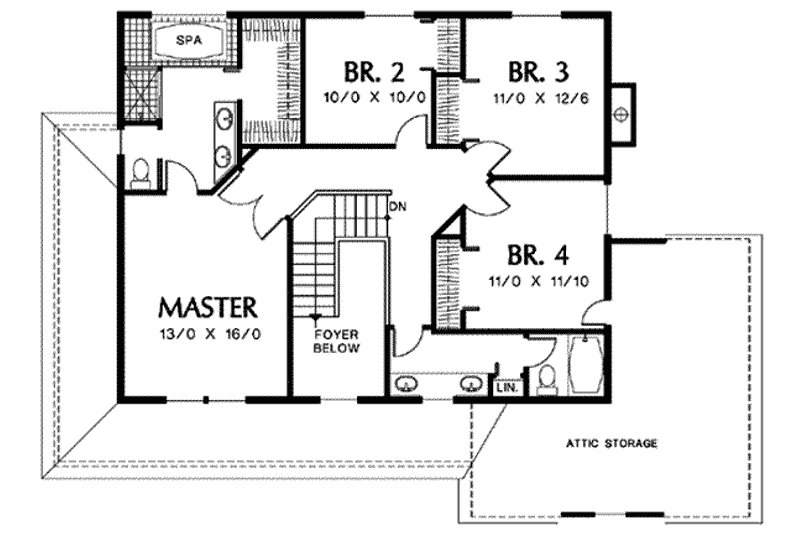 Home Plan - Floor Plan - Upper Floor for Farmhouse House Plan #48-205 - 4 bed, 2.5 bath