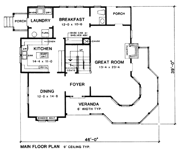 Architectural House Design - Victorian Floor Plan - Main Floor Plan #10-204