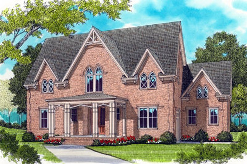 House Blueprint - Colonial Exterior - Front Elevation Plan #413-825