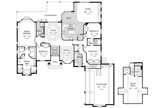 Floor Plan - Main Floor for European House Plan #417-329 - 4 bed, 4 bath