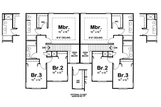 Floor Plan - Upper Floor for Traditional House Plan #20-2092 - 3 bed, 2.5 bath
