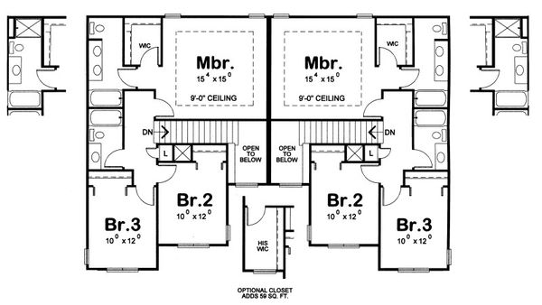 Dream House Plan - Traditional Floor Plan - Upper Floor Plan #20-2092