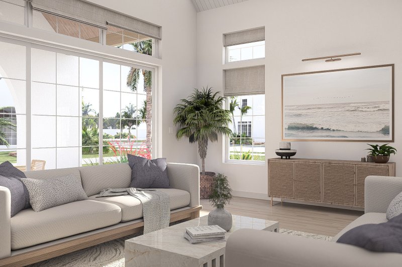 House Blueprint - Interior - Family Room 1 for Beach House Plan #455-751 - 3 bed, 2.5 bath