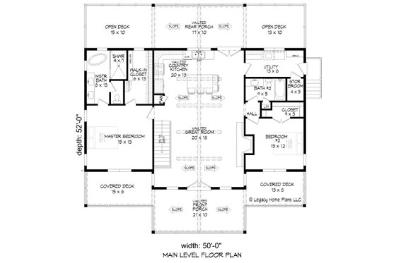 Floor Plan - Main Floor for Traditional House Plan #932-514 - 2 bed, 2 bath