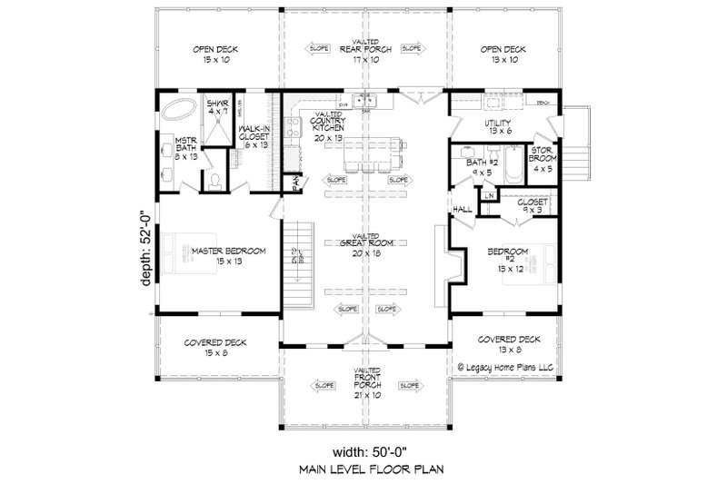 Home Plan - Floor Plan - Main Floor for Traditional House Plan #932-514 - 2 bed, 2 bath