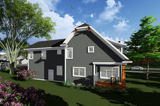 Exterior - Rear Elevation for Craftsman House Plan #70-1276 - 2 bed, 2.5 bath