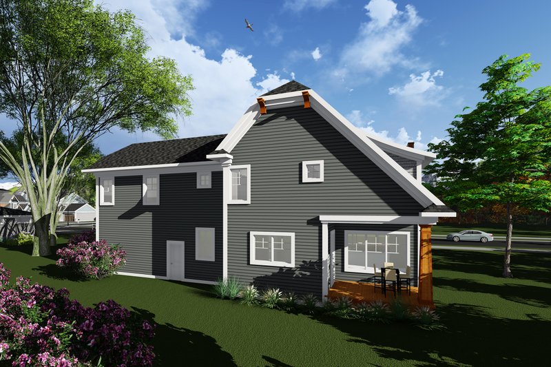Architectural House Design - Exterior - Rear Elevation for Craftsman House Plan #70-1276 - 2 bed, 2.5 bath