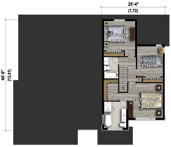 Contemporary Floor Plan - Upper Floor Plan #25-4609