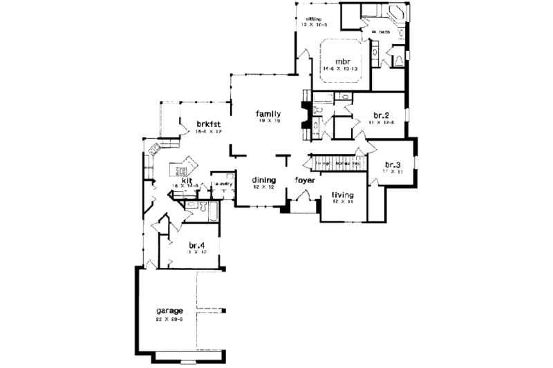 Architectural House Design - Floor Plan - Main Floor for European House Plan #301-113 - 4 bed, 3 bath