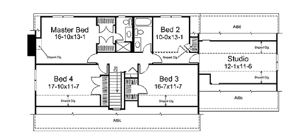 Colonial Floor Plan - Upper Floor Plan #57-537