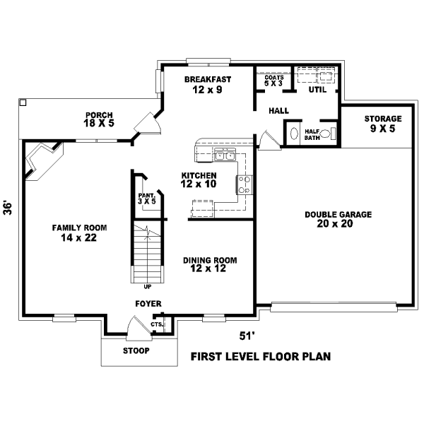 Floor Plan - Main Floor for Traditional House Plan #81-13609 - 3 bed, 2.5 bath