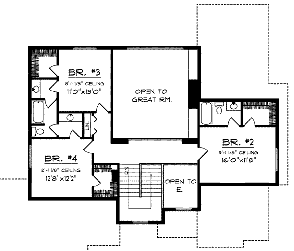 House Design - Traditional Floor Plan - Upper Floor Plan #70-636