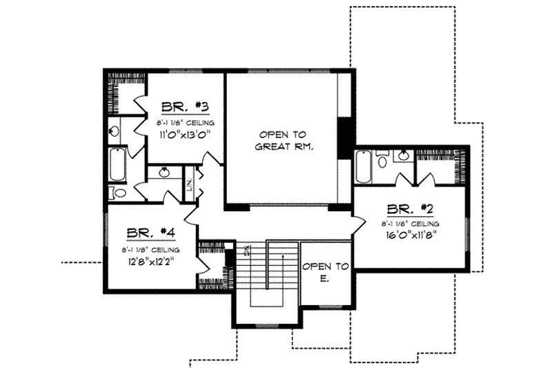 Home Plan - Floor Plan - Upper Floor for Traditional House Plan #70-636 - 4 bed, 3.5 bath