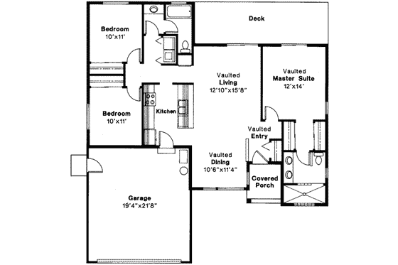 Floor Plan - Main Floor House Plan #124-156 - 3 bed, 2 bath