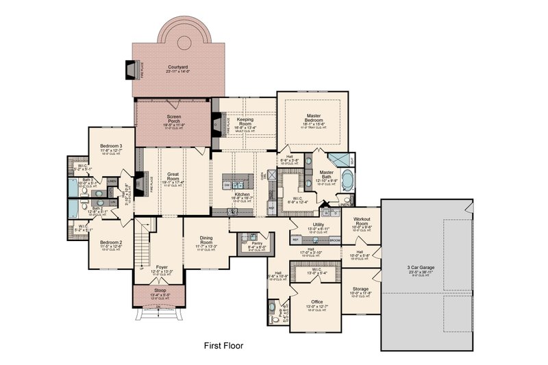 House Plan Design - Floor Plan - Main Floor for European House Plan #1081-7 - 4 bed, 4.5 bath