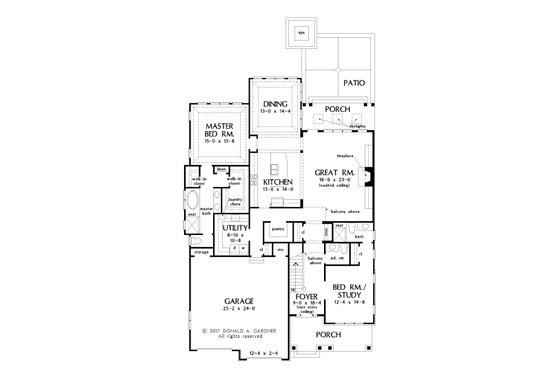 Floor Plan - Main Floor for Craftsman House Plan #929-1031 - 5 bed, 4.5 bath