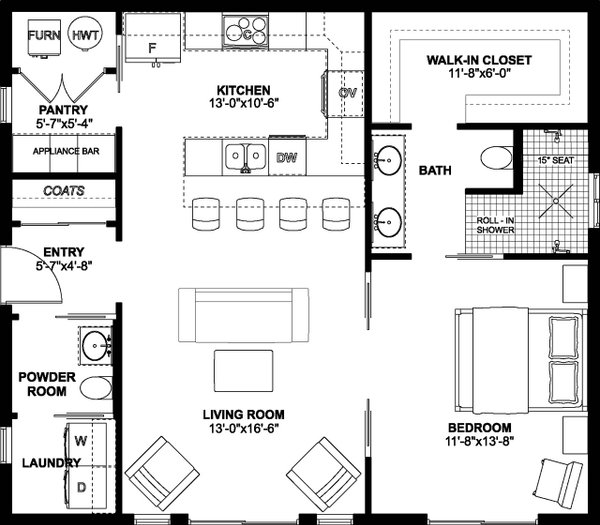House Plan Design - Contemporary Floor Plan - Main Floor Plan #126-177