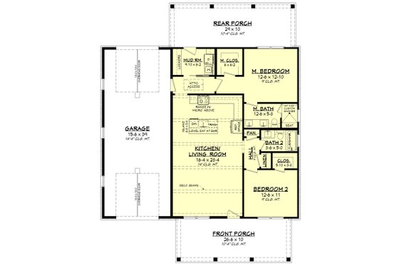 Floor Plan - Main Floor for Barndominium House Plan #430-444 - 2 bed, 2 bath