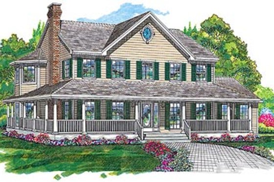 Exterior - Front Elevation for Country House Plan #47-192 - 4 bed, 3 bath