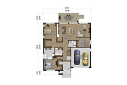 Contemporary Style House Plan - 3 Beds 2 Baths 1993 Sq/Ft Plan #25-4983 