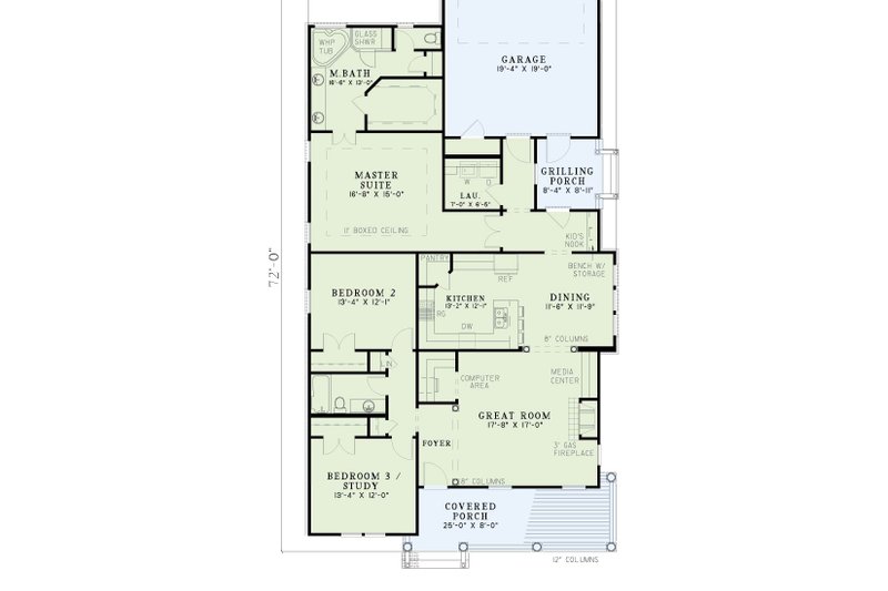 Dream House Plan - Exterior - Front Elevation 4 for Country House Plan #17-1015 - 3 bed, 2 bath