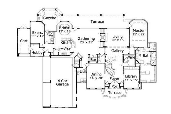 Floor Plan - Main Floor for European House Plan #411-516 - 4 bed, 4.5 bath