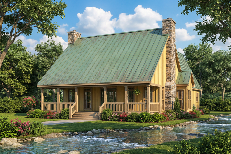 Exterior - Front Elevation 2 for Traditional House Plan #17-223 - 1 bed, 3 bath