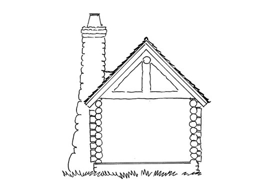 Exterior - Rear Elevation for Log House Plan #942-44 - 1 bed, 1 bath