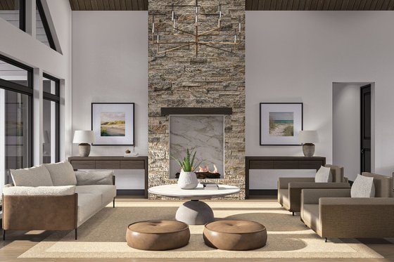 Interior - Family Room 2 for Beach House Plan #455-483 - 2 bed, 2.5 bath